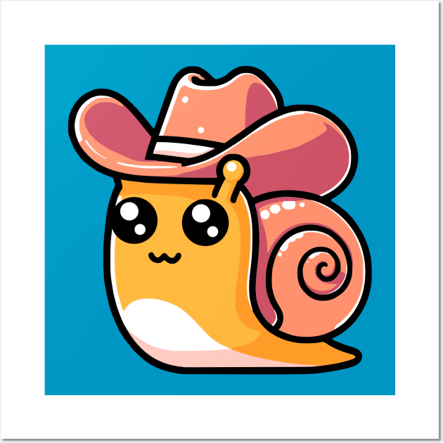 Cowboy Snail! Cute Snail Cowboy Wall Art by Cute And Punny